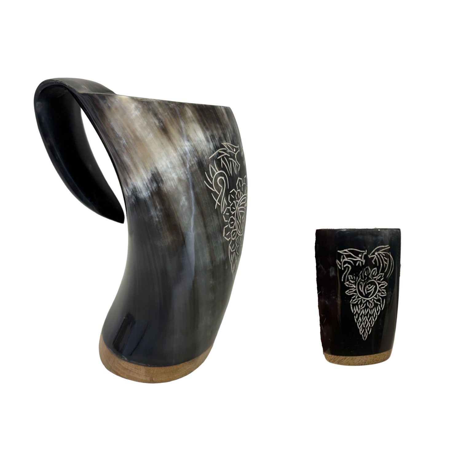 Drinking Horn Mug, 15oz | Shot Glass, Viking Gift Set - Tophatter's Guns'N'Weapons Store Collectible Weapons - Tophatter Daily Deals