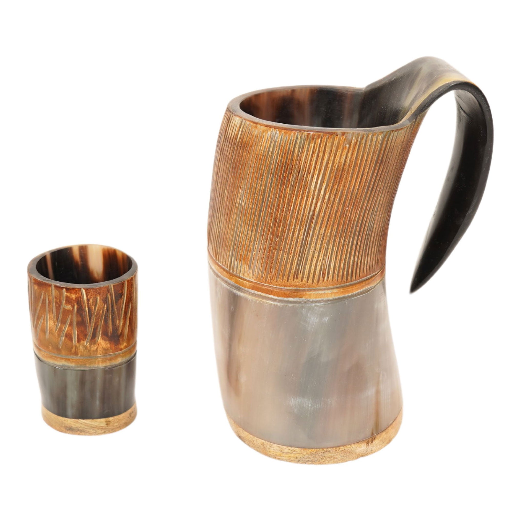 Ox Horn Mug, Shot Glass, Viking 2-Pc Gift Set - Tophatter's Guns'N'Weapons Store Collectible Weapons - Tophatter Daily Deals