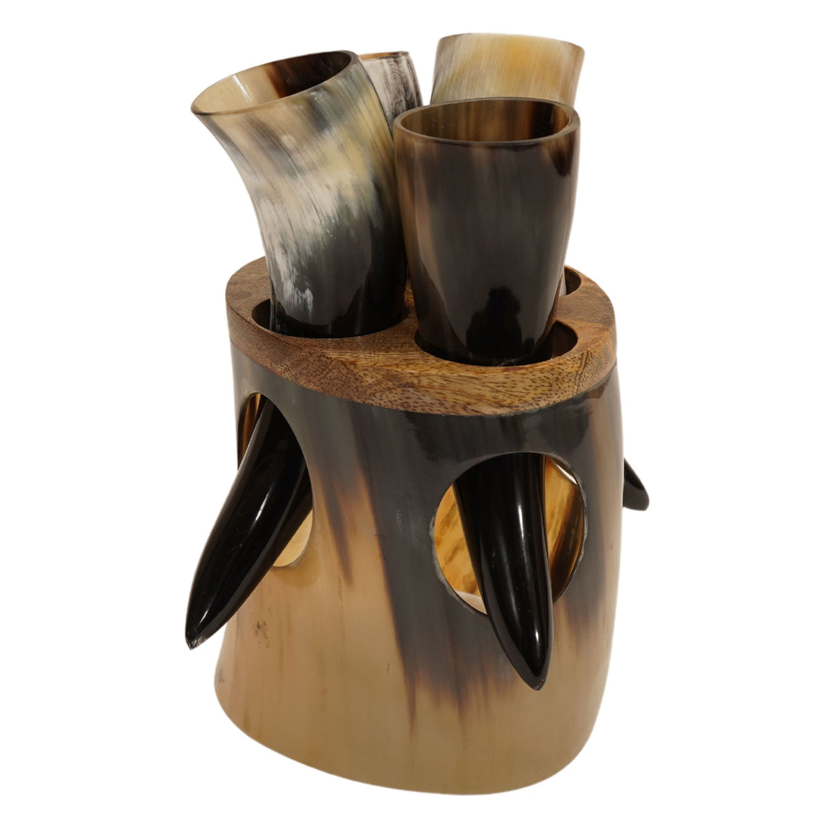 The Ultimate Shot Set of 4 with Stand, Viking Drinking Horn Tankard - Tophatter's Inc. Weapons Store Online Collectible Weapons - Tophatter Daily Deals