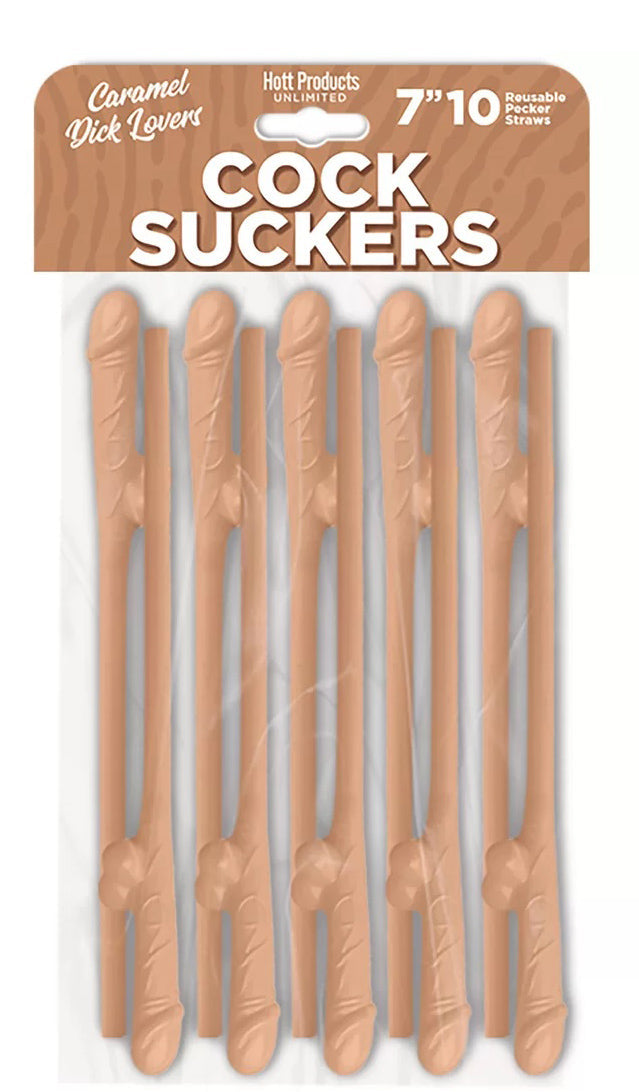 Hott Products Cock Sucker (Chocolate Brown) – 7 Inch Reusable Novelty Drink Straws Set of 10 > Novelties > Party Supplies - Tophatter Daily Deals