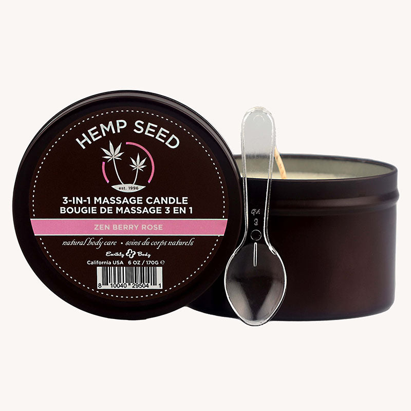 Hemp Seed 3-In-1 Massage Candle 170g - Zen Berry Rose Aromatherapy > Candles > Massage - Tophatter Daily Deals