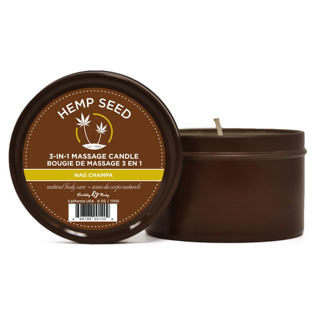 Hemp Seed 3-In-1 Massage Candle Nag Champa Scent – Massage Candle 170 g > Candles > Massage - Tophatter Daily Deals