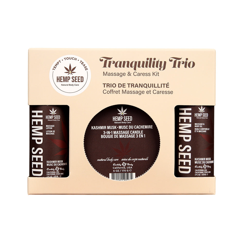 Hemp Seed Tranquility Trio Kashmir Musk – 3-Piece Scented Massage Kit > Essentials > Massage Gift Set - Tophatter Daily Deals