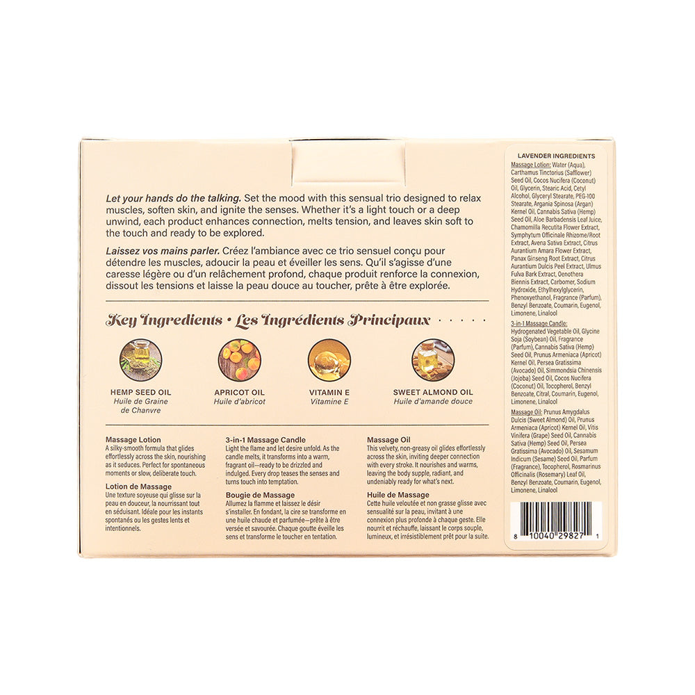 Hemp Seed Tranquility Trio – Lavender Scented Massage and Caress Kit > Essentials > Massage Gift Set - Tophatter Daily Deals