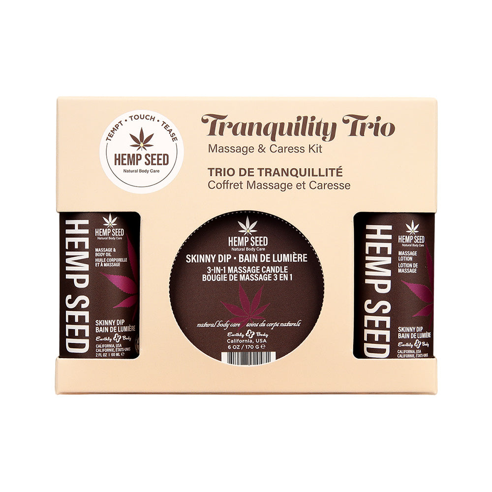 Hemp Seed Tranquility Trio – Skinny Dip Scented Massage and Caress Kit 3 Piece > Essentials > Massage Gift Set - Tophatter Daily Deals