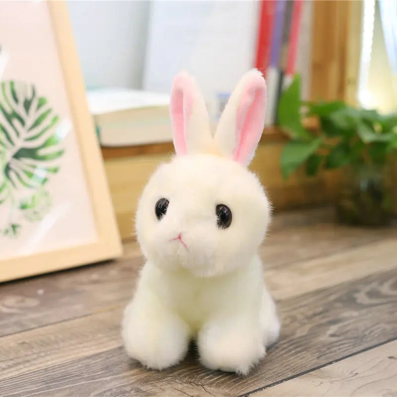 Bunny Rabbit Plush - Brown, Grey, White Stuffed Animal Toy Woodlands White Bunny Animals - Tophatter Daily Deals