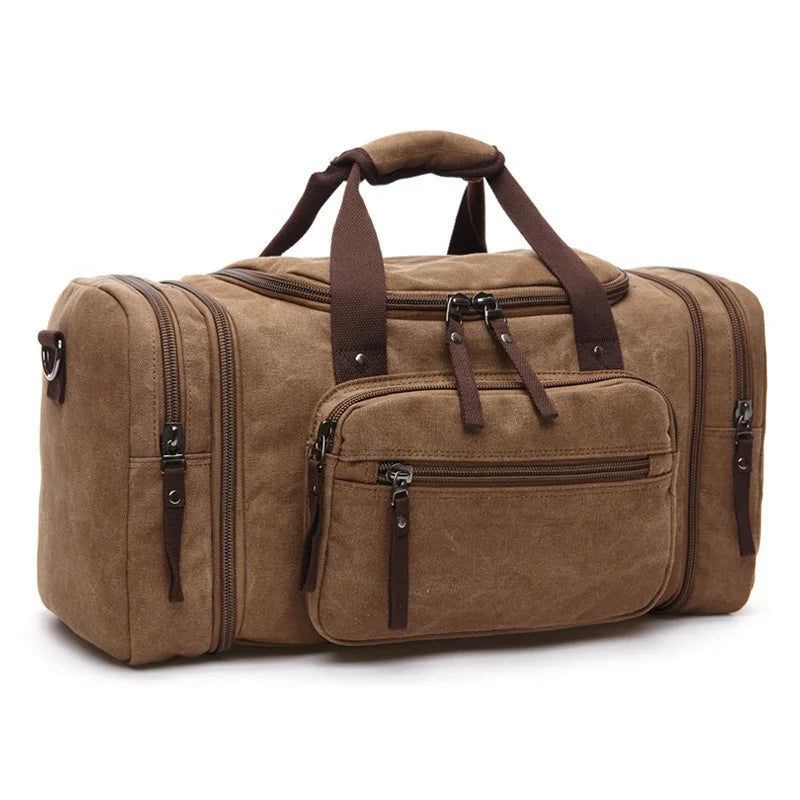 Canvas Travel Bag Carry-On Coffee Brown Duffel Bags - Tophatter Daily Deals