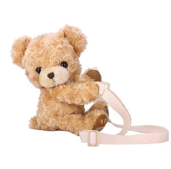 Plush Brown Teddy Bear Bag Crossbody Handbag Fur Small Animals - Tophatter Daily Deals