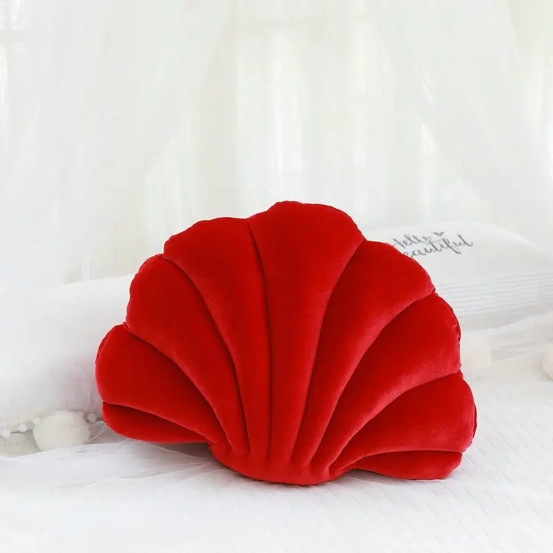 Velvet Shell Mermaid Cushion Plush Pillow Seashell Red Seashells - Tophatter Daily Deals