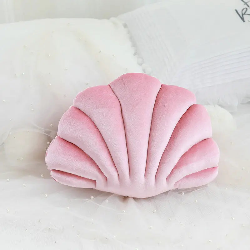 Velvet Shell Mermaid Cushion Plush Pillow Seashell Pink Seashells - Tophatter Daily Deals