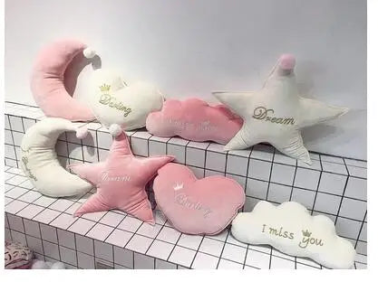 Candy Pink White Clouds Gold Dream Cloud Star Heart Moon Plush Outer Space - Tophatter Daily Deals