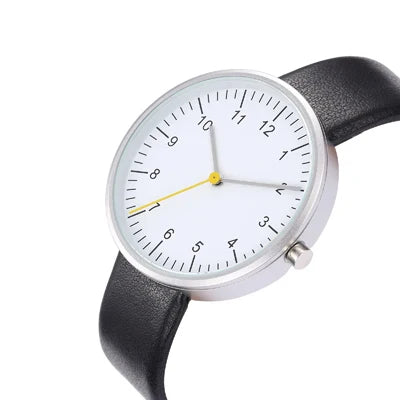Quartz Watch With Yellow Second Hand Minimalist 40mm Black strap - Tophatter Daily Deals