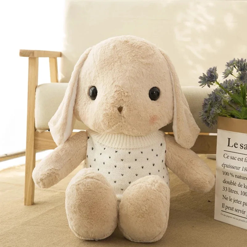 Loppy Bunny Big Hanging Ears Bunny Rabbits With Sweaters Plush Brown Bunny White Animals - Tophatter Daily Deals