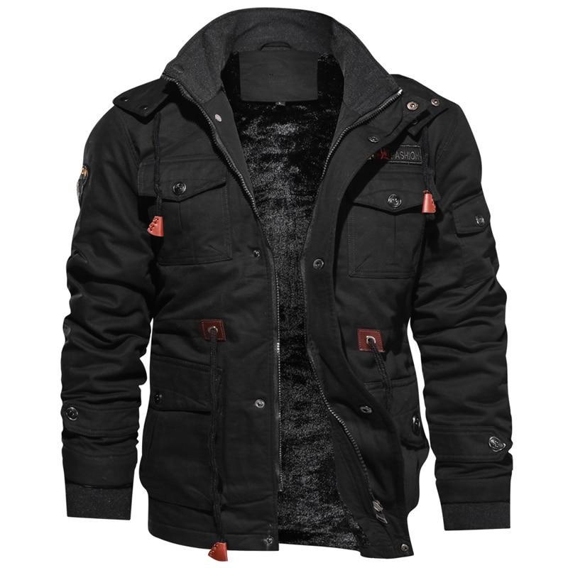 Warm Windproof Men's Jacket – Structured, Cotton, for Winter Black - Tophatter Daily Deals