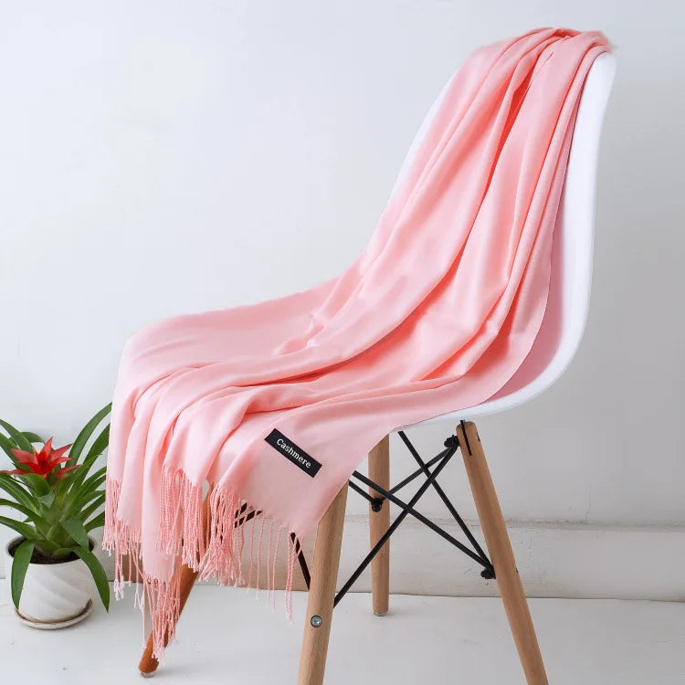 Warm Cozy Women Scarf - Long Fringe, Cashmere, Winter peach - Tophatter Daily Deals