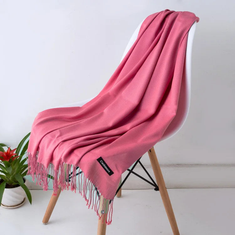 Warm Cozy Women Scarf - Long Fringe, Cashmere, Winter Watermelon - Tophatter Daily Deals