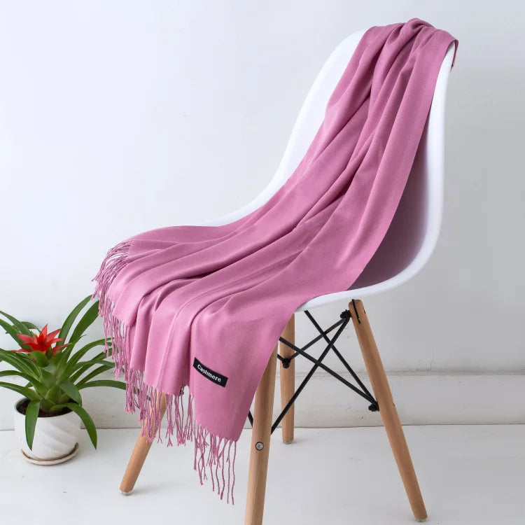 Warm Cozy Women Scarf - Long Fringe, Cashmere, Winter Skin powder - Tophatter Daily Deals