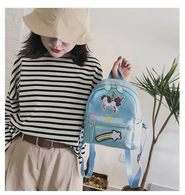 Holographic Backpack Unicorn Patches Rainbow Cloud Star Mythical - Tophatter Daily Deals