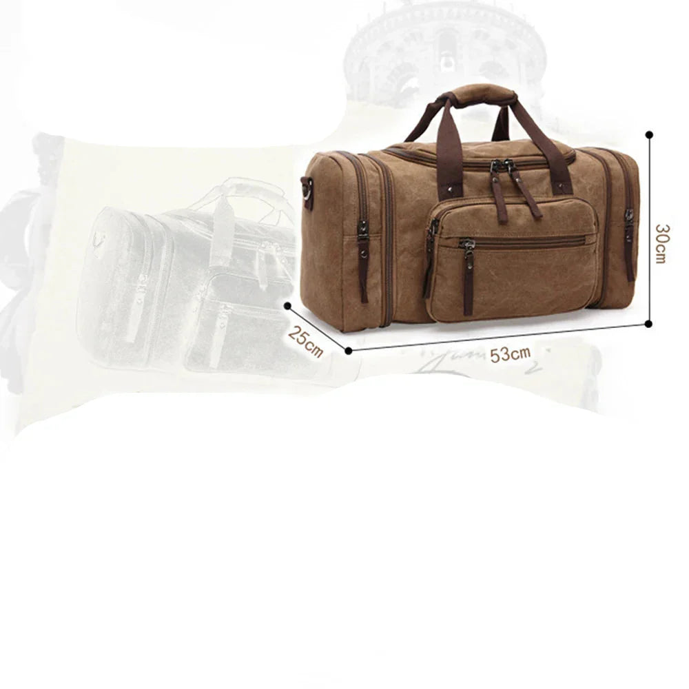Canvas Travel Bag Carry-On Coffee Brown Duffel Bags - Tophatter Daily Deals