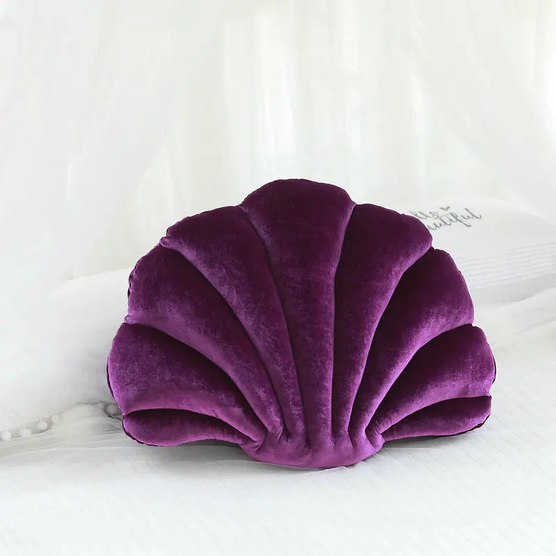 Velvet Shell Mermaid Cushion Plush Pillow Seashell Purple Seashells - Tophatter Daily Deals