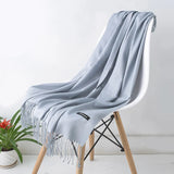 Warm Cozy Women Scarf - Long Fringe, Cashmere, Winter Light gray - Tophatter Daily Deals