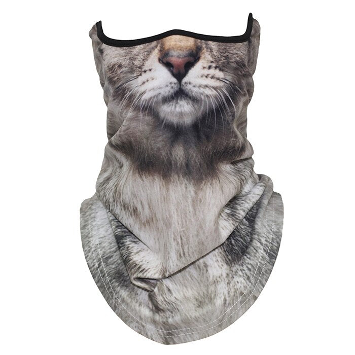 Halloween Mask Zoo Animal Neck Gaiter Motorcycle Face Masks Silver Tabby America Mask Motorcycle Face Mask - Tophatter Daily Deals