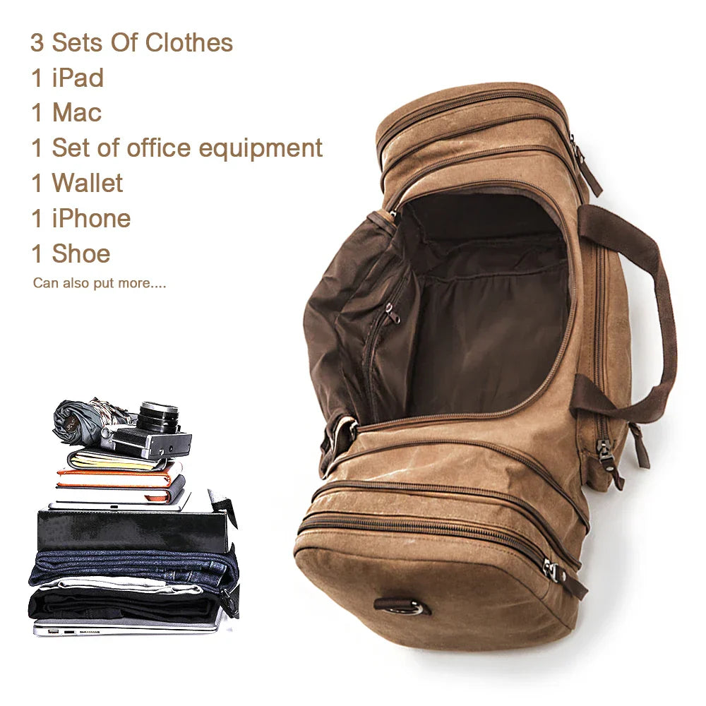 Canvas Travel Bag Carry-On Coffee Brown Duffel Bags - Tophatter Daily Deals