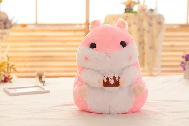 Chubby Hamster Pastel Woodland Plush With Nuts and Acorns 38cm Pink Animals - Tophatter Daily Deals