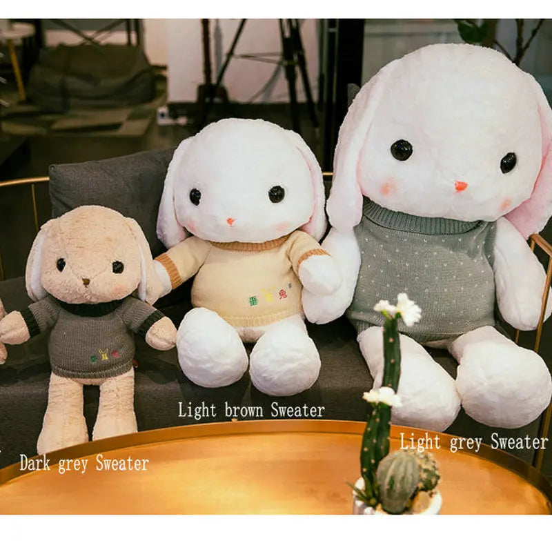 Loppy Bunny Big Hanging Ears Bunny Rabbits With Sweaters Plush Animals - Tophatter Daily Deals