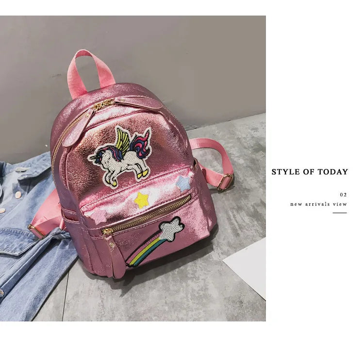 Holographic Backpack Unicorn Patches Rainbow Cloud Star Mythical - Tophatter Daily Deals