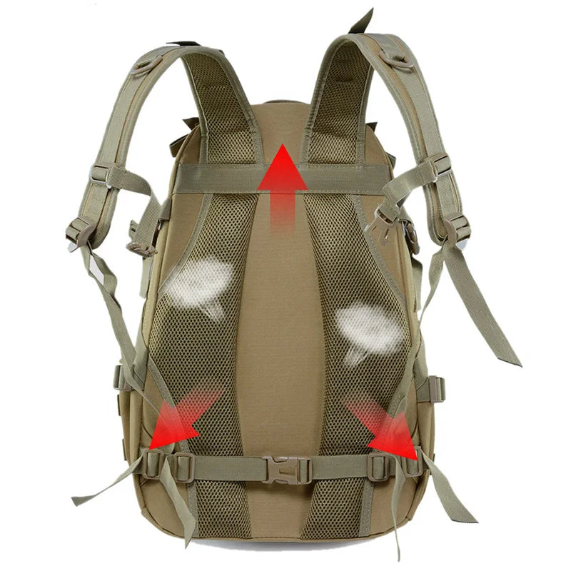40L Tactical Camping Backpack Waterproof Molle Khaki Backpacks - Tophatter Daily Deals