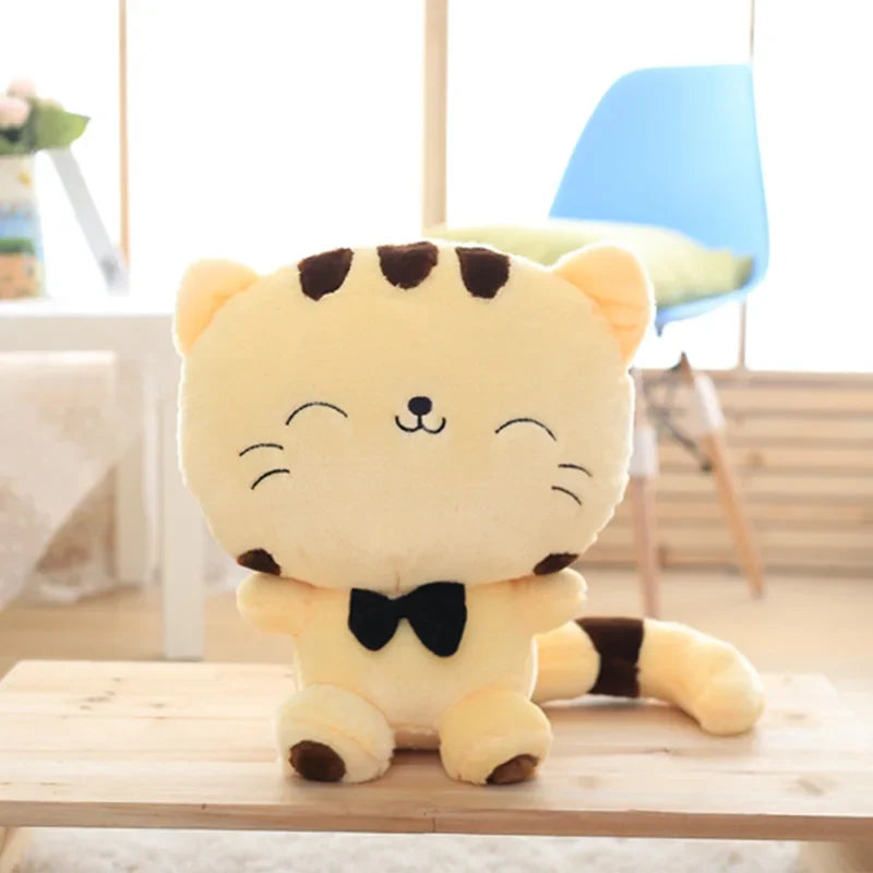 Cute Big Face Smile Cat Plush Cream Animals - Tophatter Daily Deals