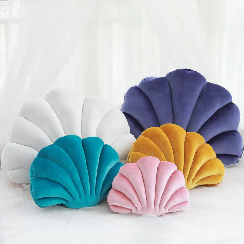 Velvet Shell Mermaid Cushion Plush Pillow Seashell Seashells - Tophatter Daily Deals