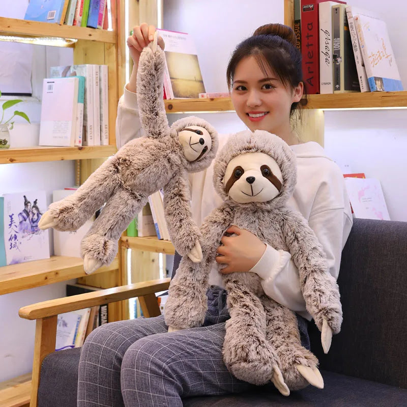 Brown Beige Baby Sloth Plush Long Floppy Arms Stuffed Soft Toy Animals - Tophatter Daily Deals
