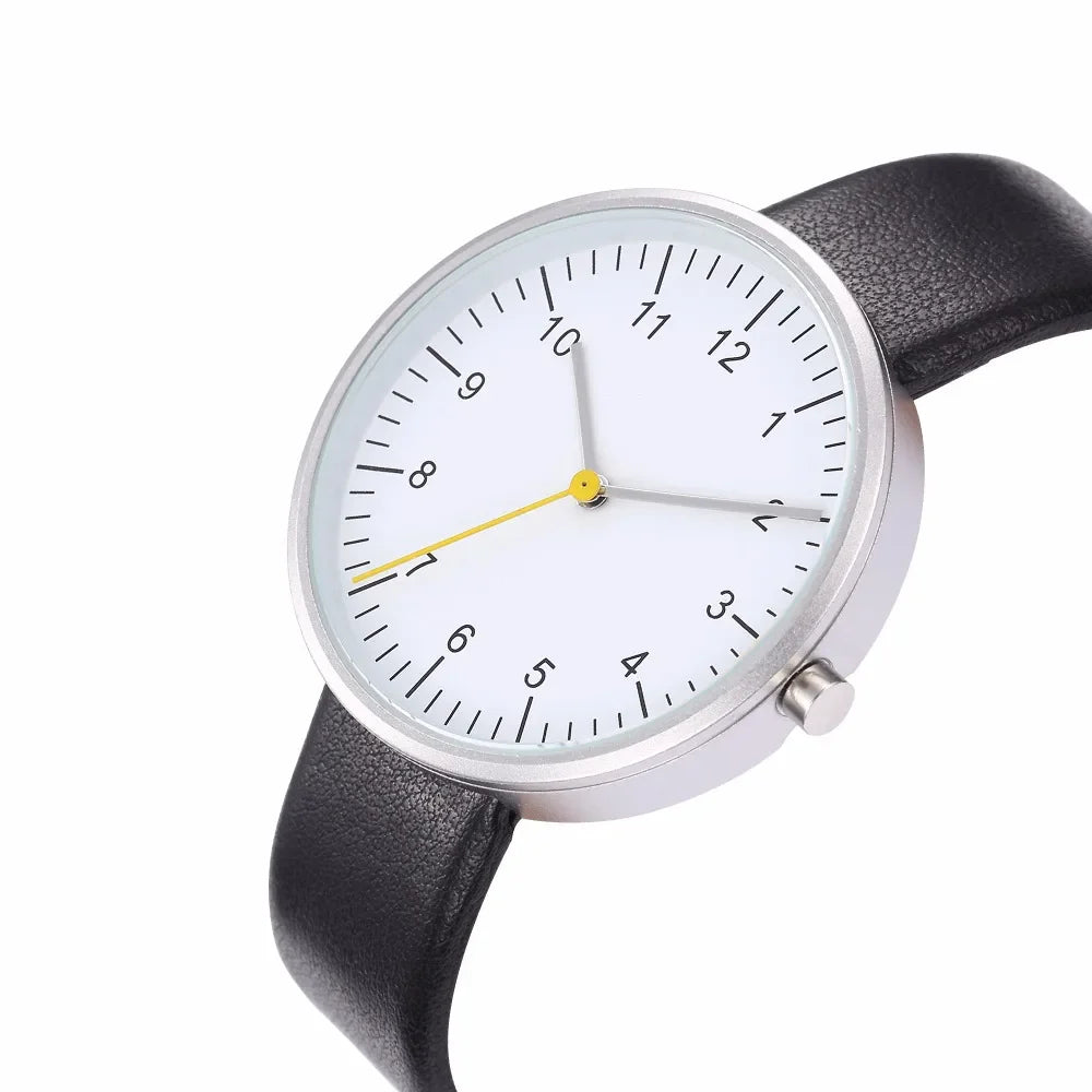 Quartz Watch With Yellow Second Hand Minimalist 40mm - Tophatter Daily Deals