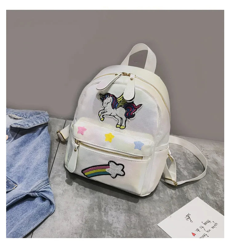 Holographic Backpack Unicorn Patches Rainbow Cloud Star Mythical - Tophatter Daily Deals