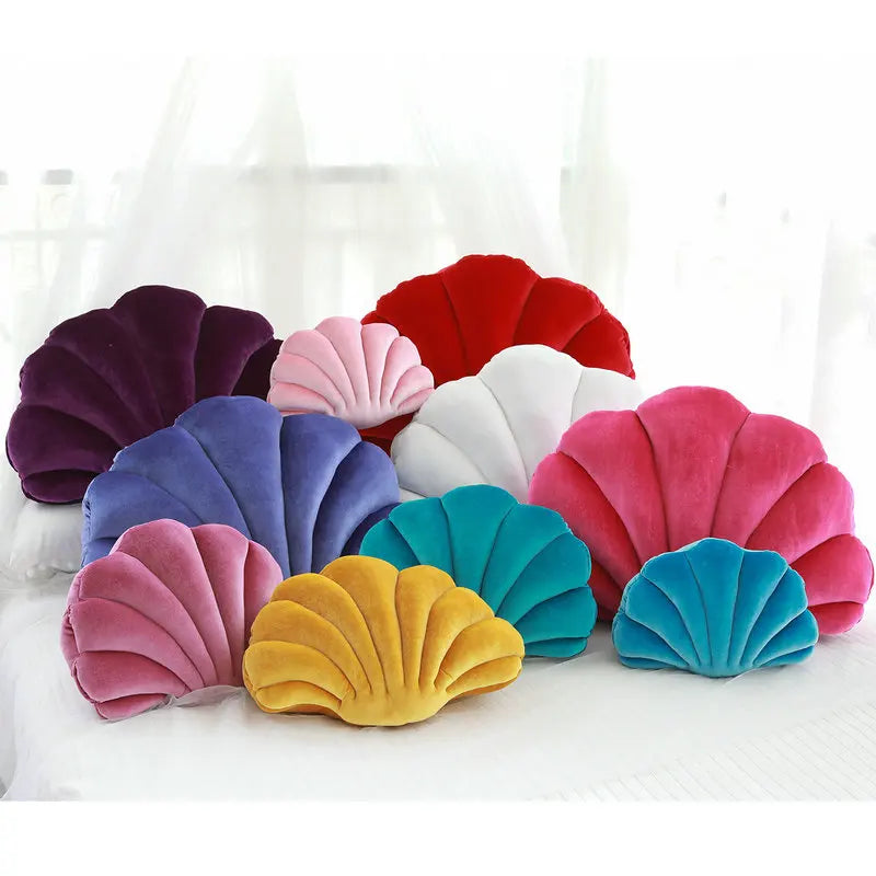 Velvet Shell Mermaid Cushion Plush Pillow Seashell Seashells - Tophatter Daily Deals