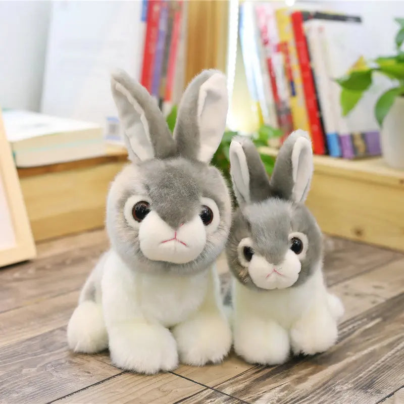 Bunny Rabbit Plush - Brown, Grey, White Stuffed Animal Toy Woodlands Animals - Tophatter Daily Deals