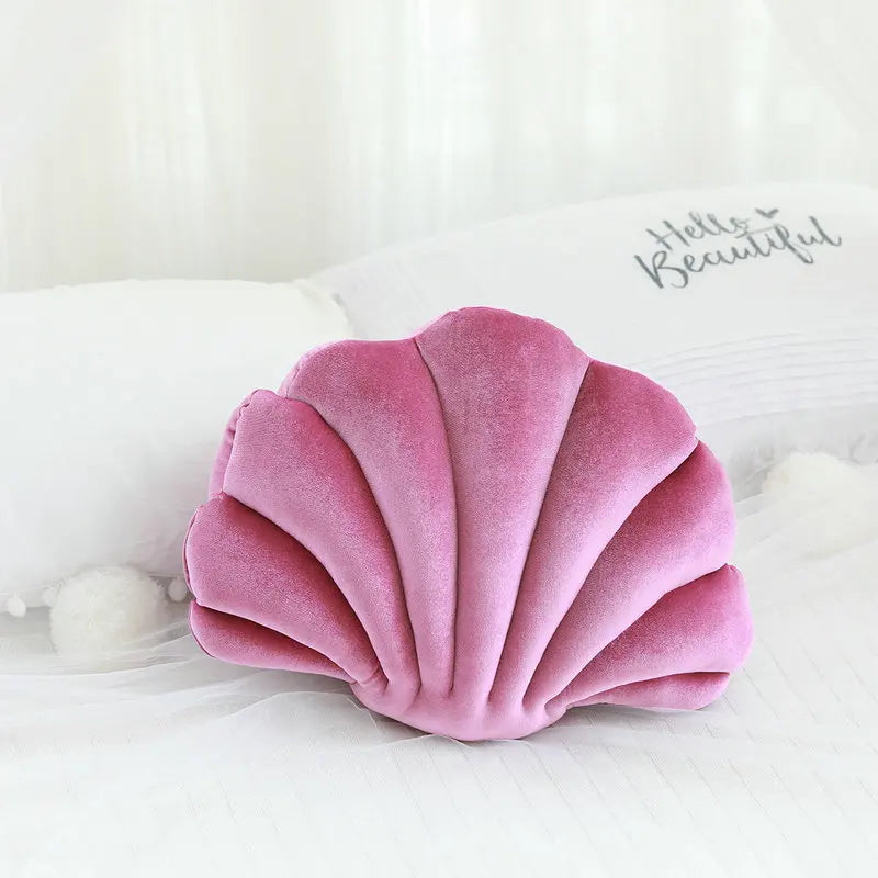 Velvet Shell Mermaid Cushion Plush Pillow Seashell Dusty Pink Seashells - Tophatter Daily Deals