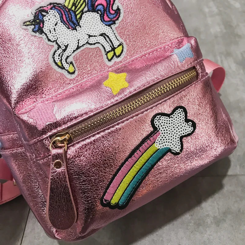 Holographic Backpack Unicorn Patches Rainbow Cloud Star Mythical - Tophatter Daily Deals