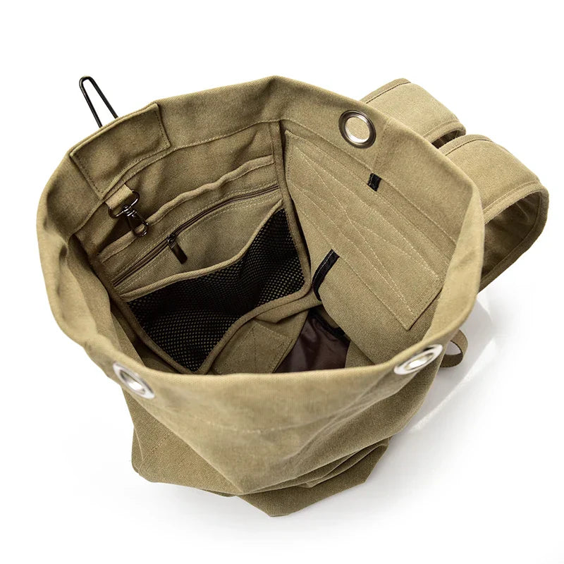 Canvas Travel Backpack Hand Shoulder Bag Green Backpacks - Tophatter Daily Deals
