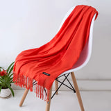 Warm Cozy Women Scarf - Long Fringe, Cashmere, Winter mandarin - Tophatter Daily Deals