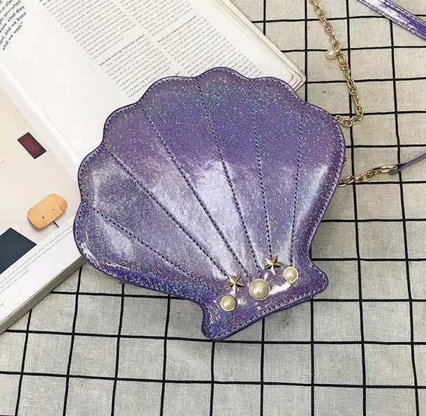 Irridescent Shell Bag Crossbody Shoulder Handbag Mermaid Purple Seashells - Tophatter Daily Deals