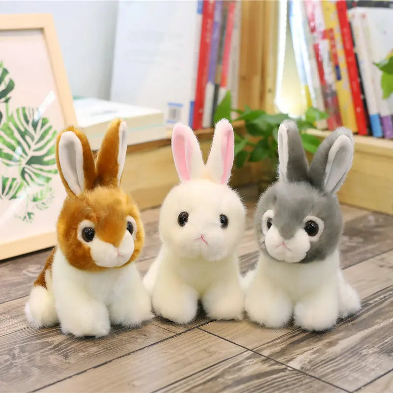 Bunny Rabbit Plush - Brown, Grey, White Stuffed Animal Toy Woodlands Animals - Tophatter Daily Deals