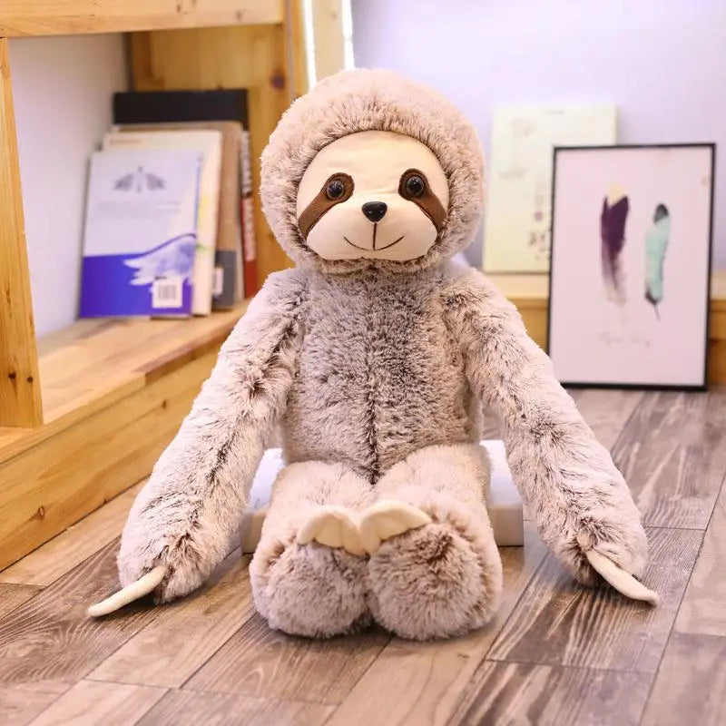 Brown Beige Baby Sloth Plush Long Floppy Arms Stuffed Soft Toy Animals - Tophatter Daily Deals
