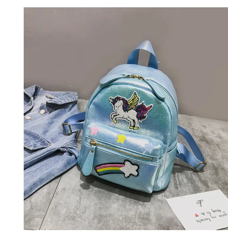 Holographic Backpack Unicorn Patches Rainbow Cloud Star Mythical - Tophatter Daily Deals