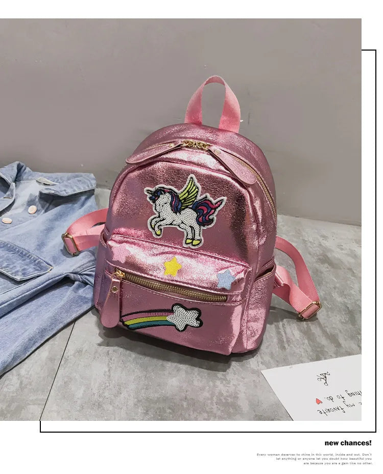 Holographic Backpack Unicorn Patches Rainbow Cloud Star Mythical - Tophatter Daily Deals