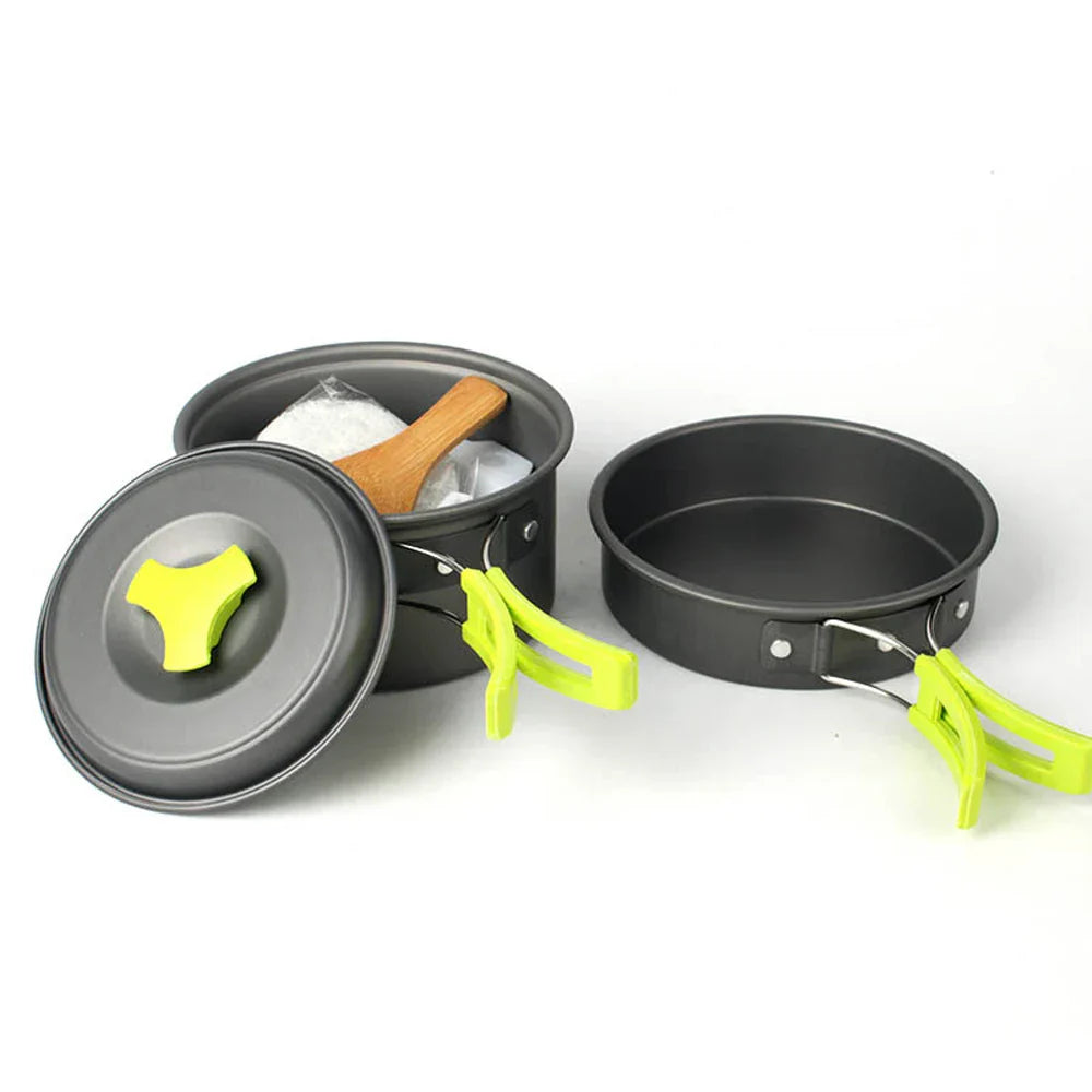 6-Piece Portable Camping Cookware Set Green Camp Cooking - Tophatter Daily Deals