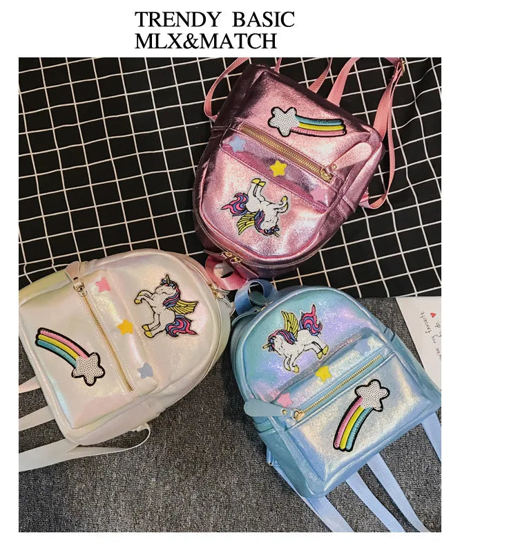 Holographic Backpack Unicorn Patches Rainbow Cloud Star Mythical - Tophatter Daily Deals
