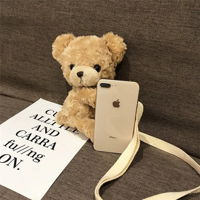 Plush Brown Teddy Bear Bag Crossbody Handbag Fur Animals - Tophatter Daily Deals